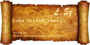 Luka Szilvánusz névjegykártya